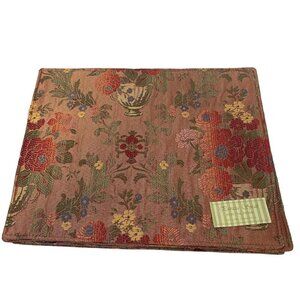 Patricia Spratt Tapestry Floral Placemats Set of 4 Brown Red Reversible NWT